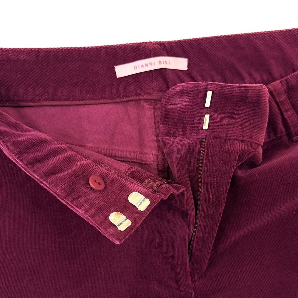 Gianni Bini Pinwale Corduroy Bootcut Flare Pants Burgundy 10 70s Vamp Romantic - Picture 3 of 7